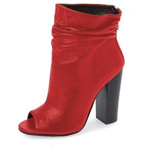 Women Stylish Peep Toe Slouch Ankle Boots Chunky